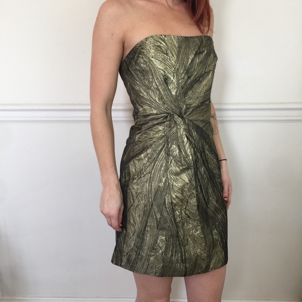 Haute Hippie Gold Strapless Foil Knot Twist Dress - Picture 8 of 8
